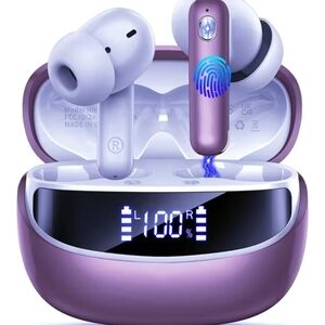 Sleek Wireless Earbuds with Charging Case - Purple perfect gift
